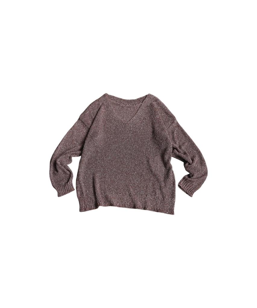 Antiqua Slub Knit One Size Brown Women's V-Neck Top, YP-00178, 10,