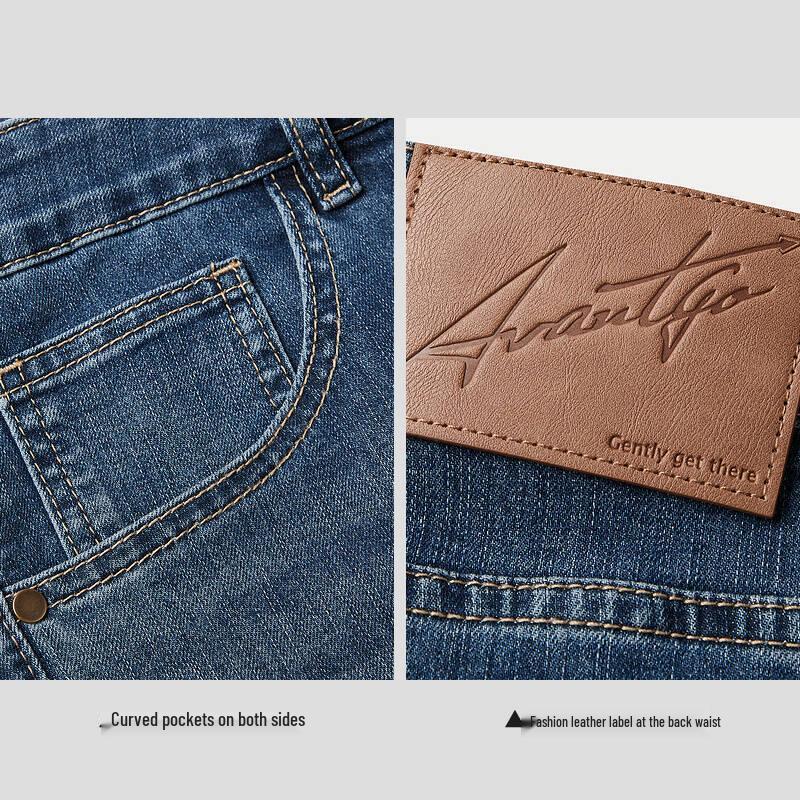 HLA Men's Light Business Straight-Leg Cropped Jeans