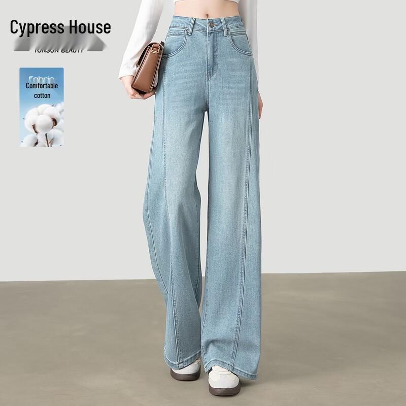Women s Washed High-Waist Wide-Leg Denim Jeans L