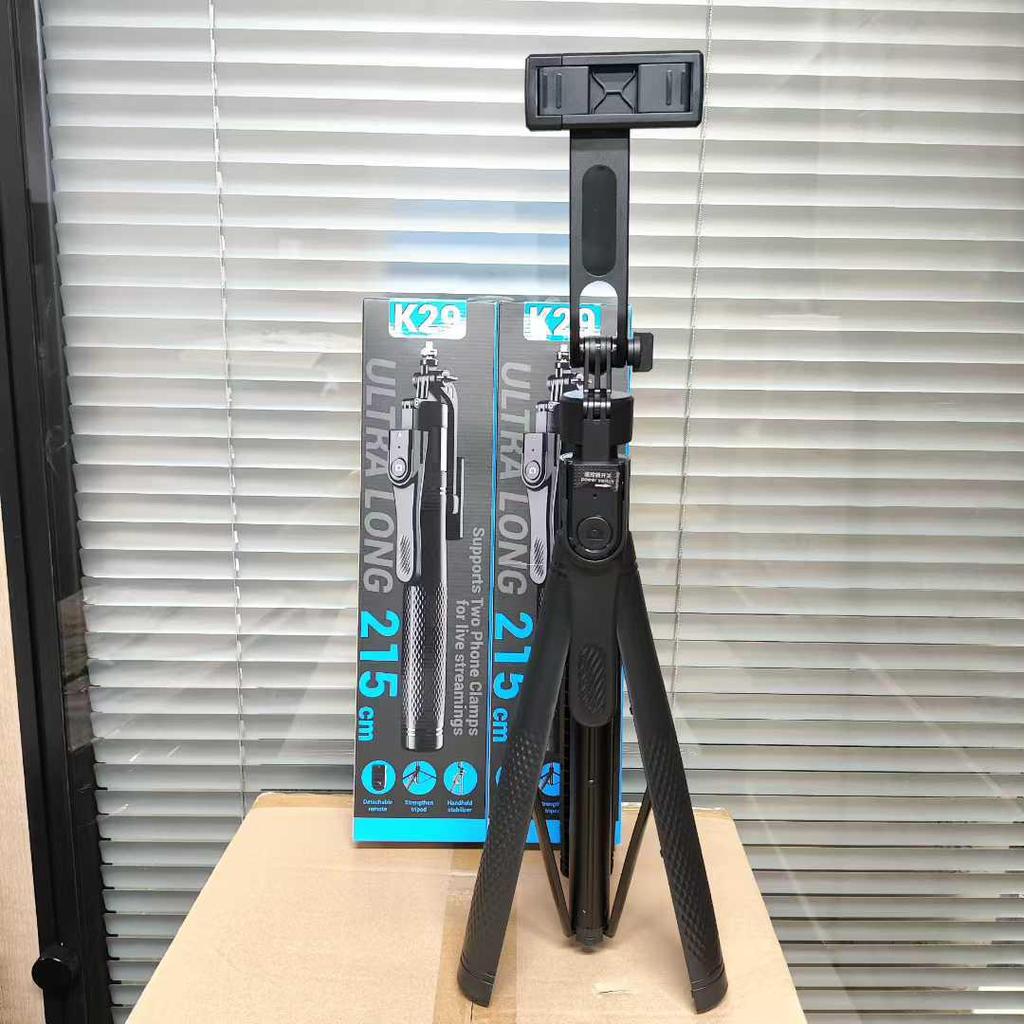 K29 Smartphone Selfie Stick & Tripod with Bluetooth Stabilizer (2.15m) for Live Streaming