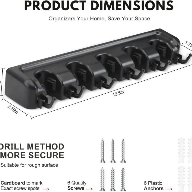 1pc Heavy Duty Mop and Broom Holder Wall Mount - Garage and Laundry Room Storage Rack