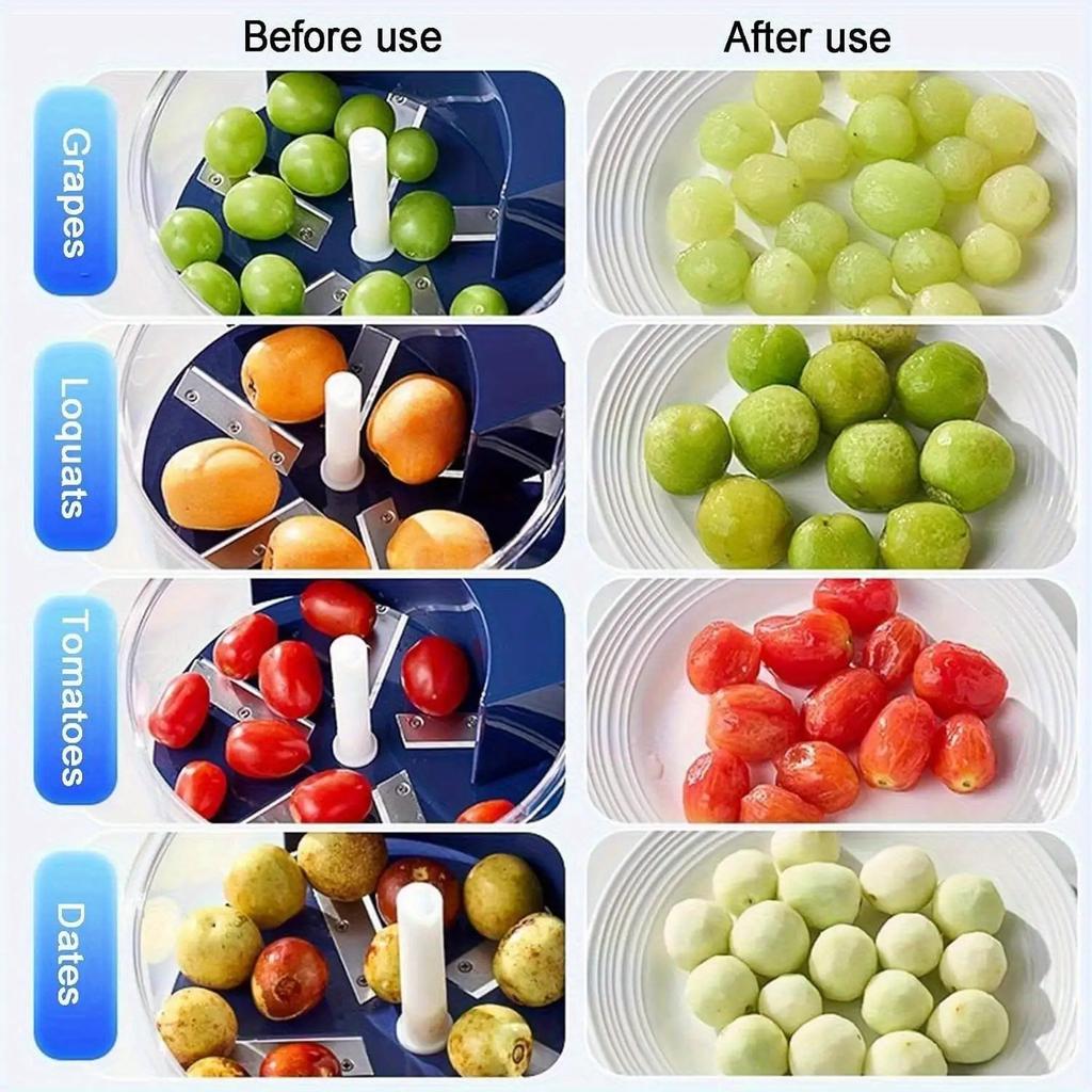 Sbucciatore elettrico ricaricabile per uva, Affettatrice per pomodori e aglio - Adatto per cucina, Negozi di tè al latte commerciali, Taglierina automatica per frutta e verdura