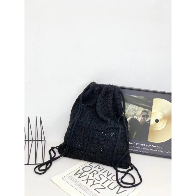Neuer lässiger gestrickter hohler Rucksack mit großem Fassungsvermögen, einfarbiger Rucksack, modische Mädchen-Bucket-Bag