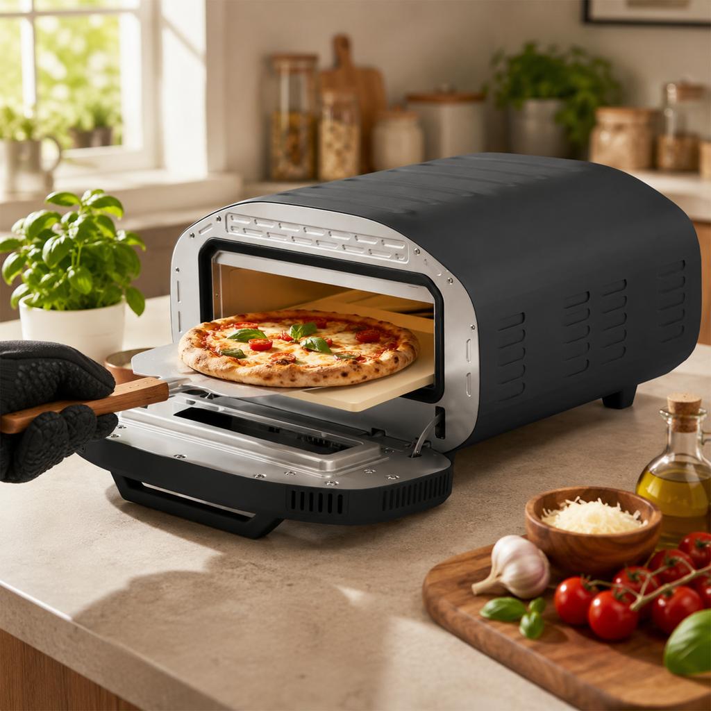 Pizza Oven for Indoor Use, 12 Inch Electric Pizza Oven with 8 Programs, 430 Degrees C, Timer, Ceramic Stone, 2200 W
