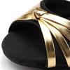 New Latin Dance Shoes for Women's Dance Hall/Sasha Dance/Latin Dance Practice Shoes Black Gold Fashion Color Combination 3.5cm