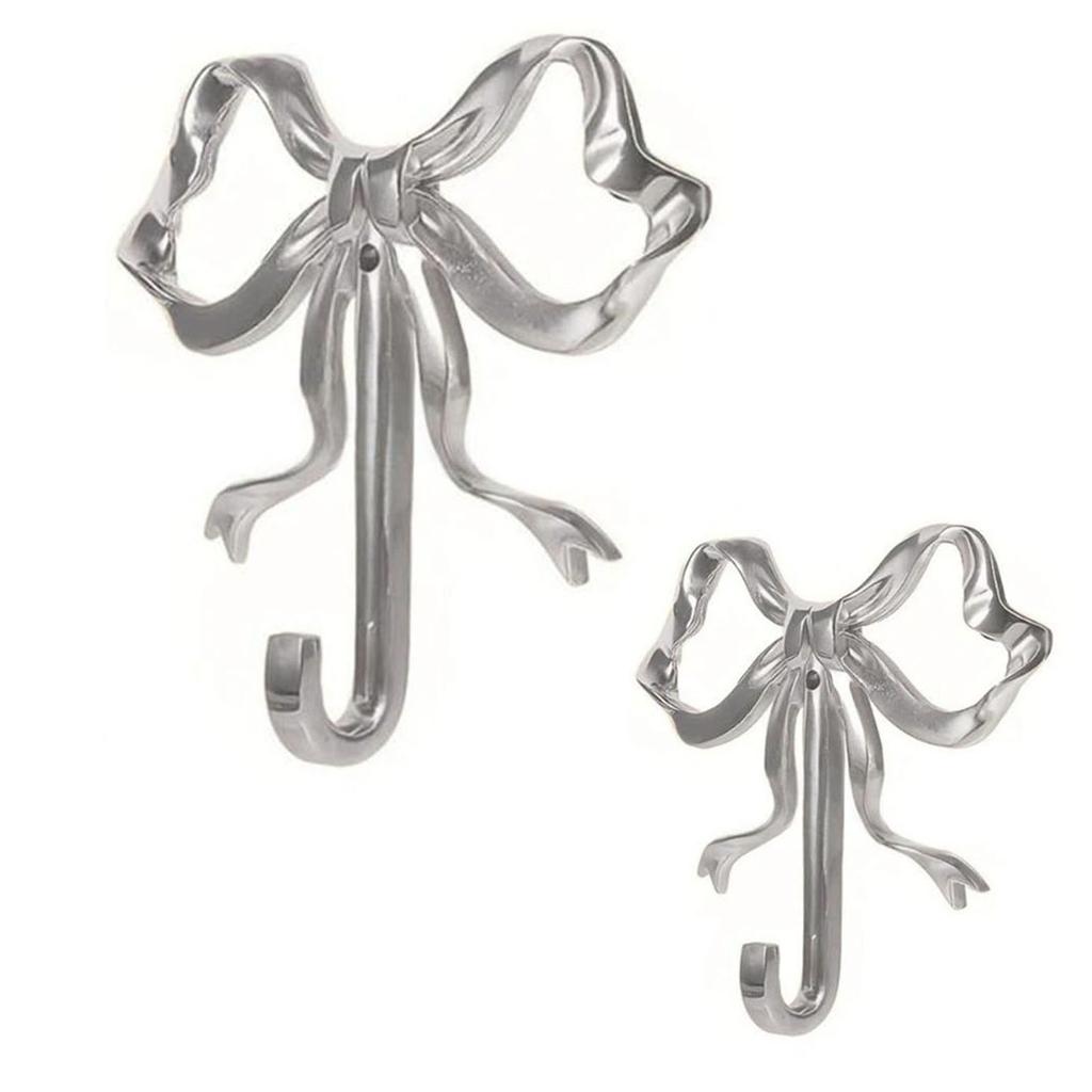 2pcs Bow Knot Wall Hooks Bow Knot Coat Hooks Cute Door Hangers for Hallway Bathroom Kitchen Office
