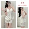 French Style Light Luxury Spaghetti Strap Shorts Set for Women, Summer with Chest Pad, Home Lace Loungewear, Thin Ice Silk Women's Pajamas