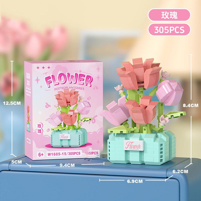 

Succulent Flowers Mini Building Block Toy for Children Bricks Blocks for Adults Flower Basket Micro Bricks Construction Set Gift