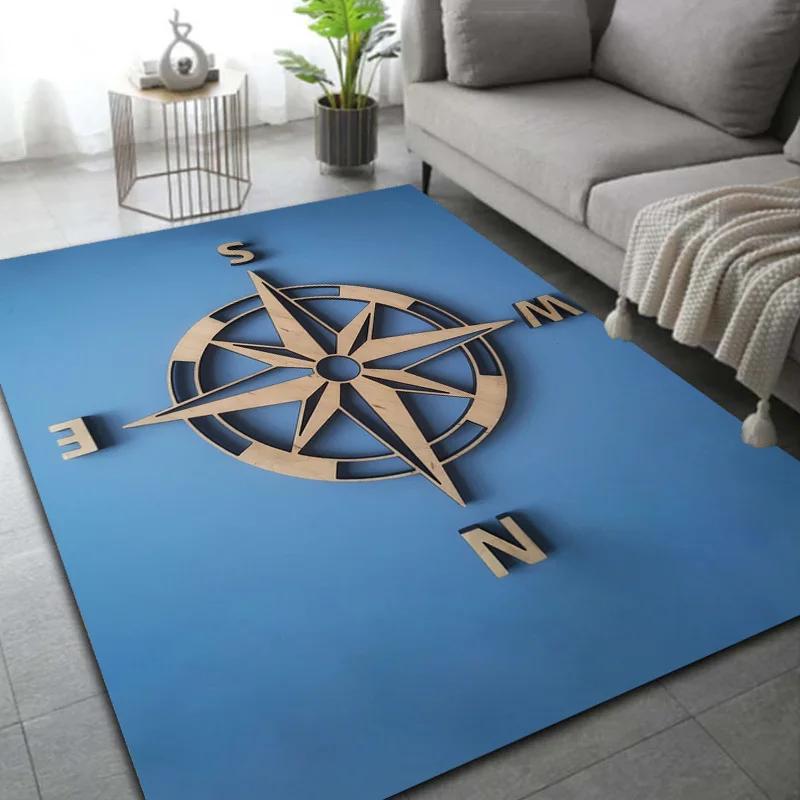 Retro Compass Map World Map Area Rug,Carpet Rug for Living Room Bedroom Sofa Decoration,Kitchen Doormat Non-slip Floor Mat Cool