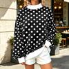 Women's Long Sleeve Polka Dot Print Casual Pullover Blouse