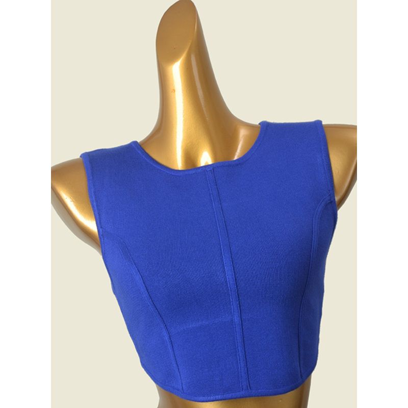 Accessible Luxury Brand Body Shaping High Waist Short Knitting Vest Summer New Sleeveless Can Be Outwear Slim Looking Fishbone Tops