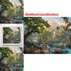Mermaid Princess Fairy Tale Canvas Art For Children's Room Cartoon/animation Style Colorful Flower Pattern Framed Spray Painted
