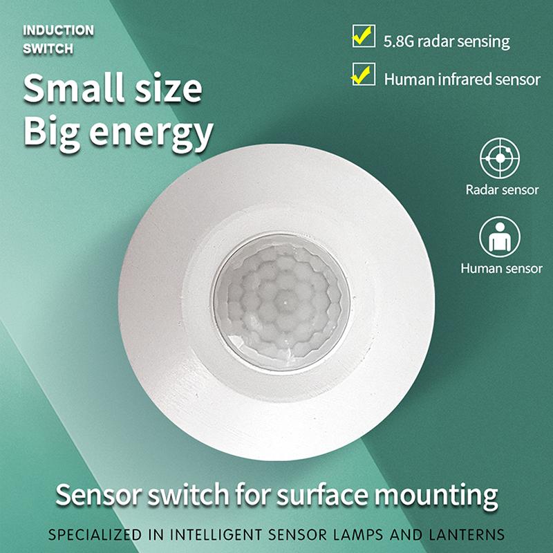 AC/DC24-265V PIR Motion Sensor Light Switch Human Body Infrared Detector Ceiling Mounted 360 Degree Detecting Range