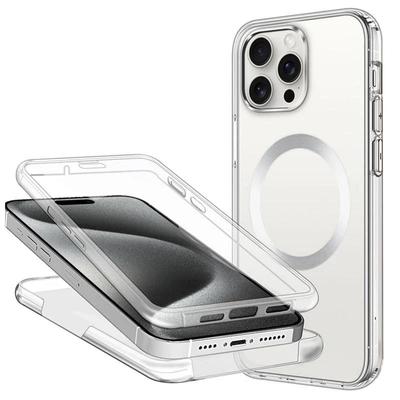Luxuriöse magnetische transparente Ganzkörperhülle für Magsafe iPhone 15 14 13 12 11 Pro Max X XS XR 7 8 Plus SE 2020 kabellose Ladehülle