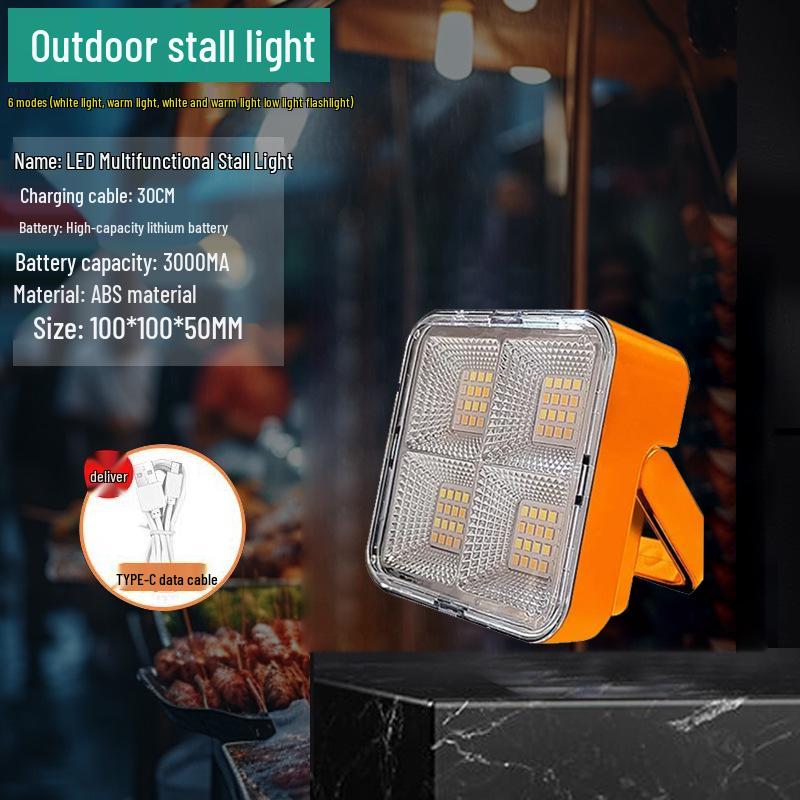 Portable Solar-Charging LED Light for Outdoor Stalls, Emergency Use, Power Outages, Night Markets, and Camping