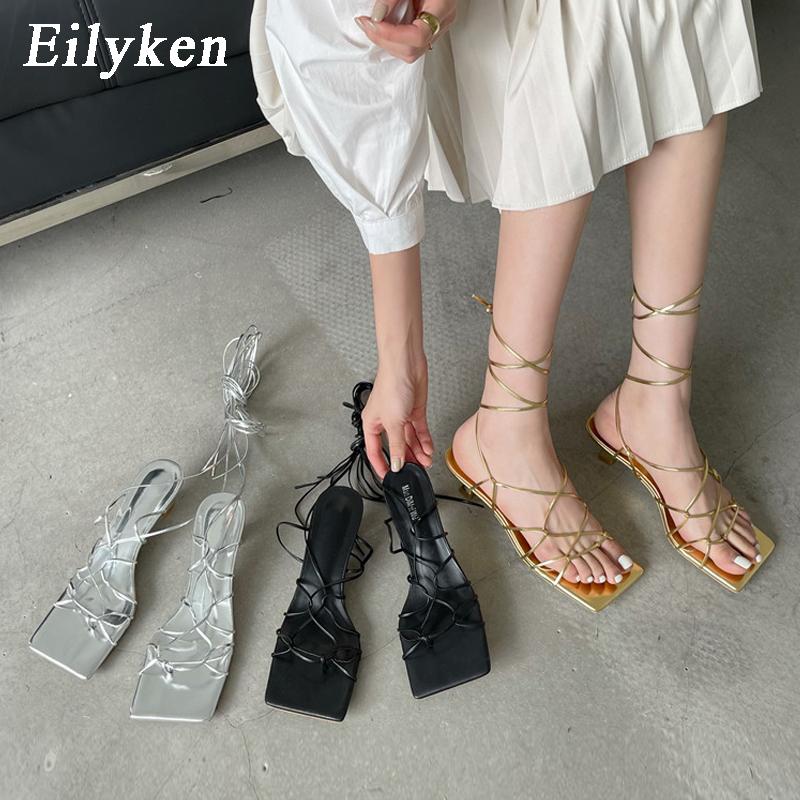 Fashion Women Sandals Thin Low Heel Lace Up Rome Summer Gladiator Casual Narrow Band Ankle Strap Shoes Big Size 40