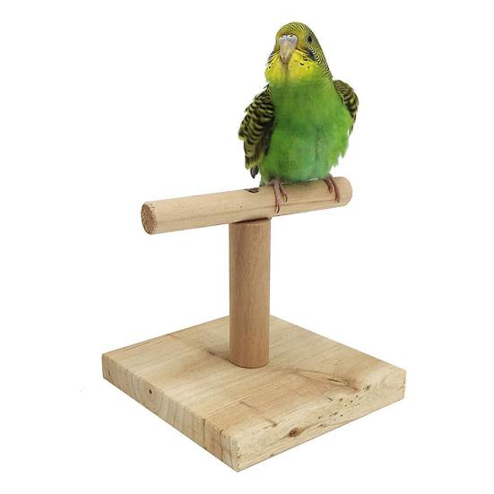 Pet Bird Parrot Wooden Stand Perch Playground Platform Cage Chew Playing Toy