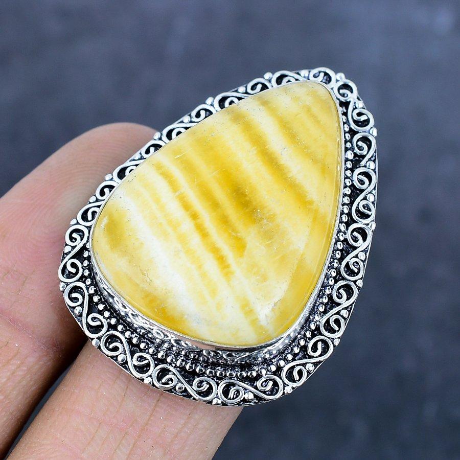 Pierre gemme naturelle Septarian Noodal Bijou Argent Sterling 925 Bague Taille 8 l9U07