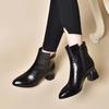 Soft Leather Thick Heel New Autumn and Winter Temperament Pointed Mother Boots Low Heel Women's Martin Boots Women's Shoes