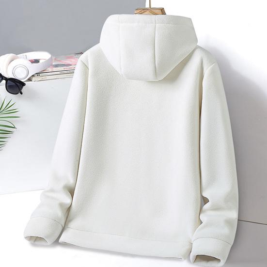Yousheng Men Fall Winter Coat Hooded Zipper Closure Long Sleeves Drawstring Loose Thick Warm Solid Color Cardigan Daily Wear Hoodie Jacket