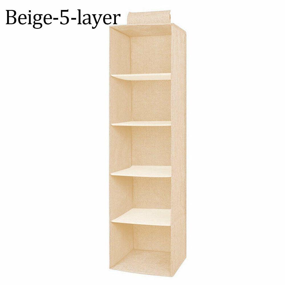 Space Saver Foldable Wardrobe Storage Bags Anti-dust Drawer Hanging Storage Pouch 3/4/5 Layers Cotton Clothes Organizer