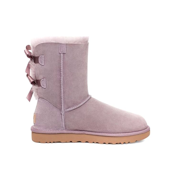 UGG Bailey Bow Ii Warm And Durable Short Mid-Calf Snow Boots Women Boots Pink Purple 1016225-SHAD