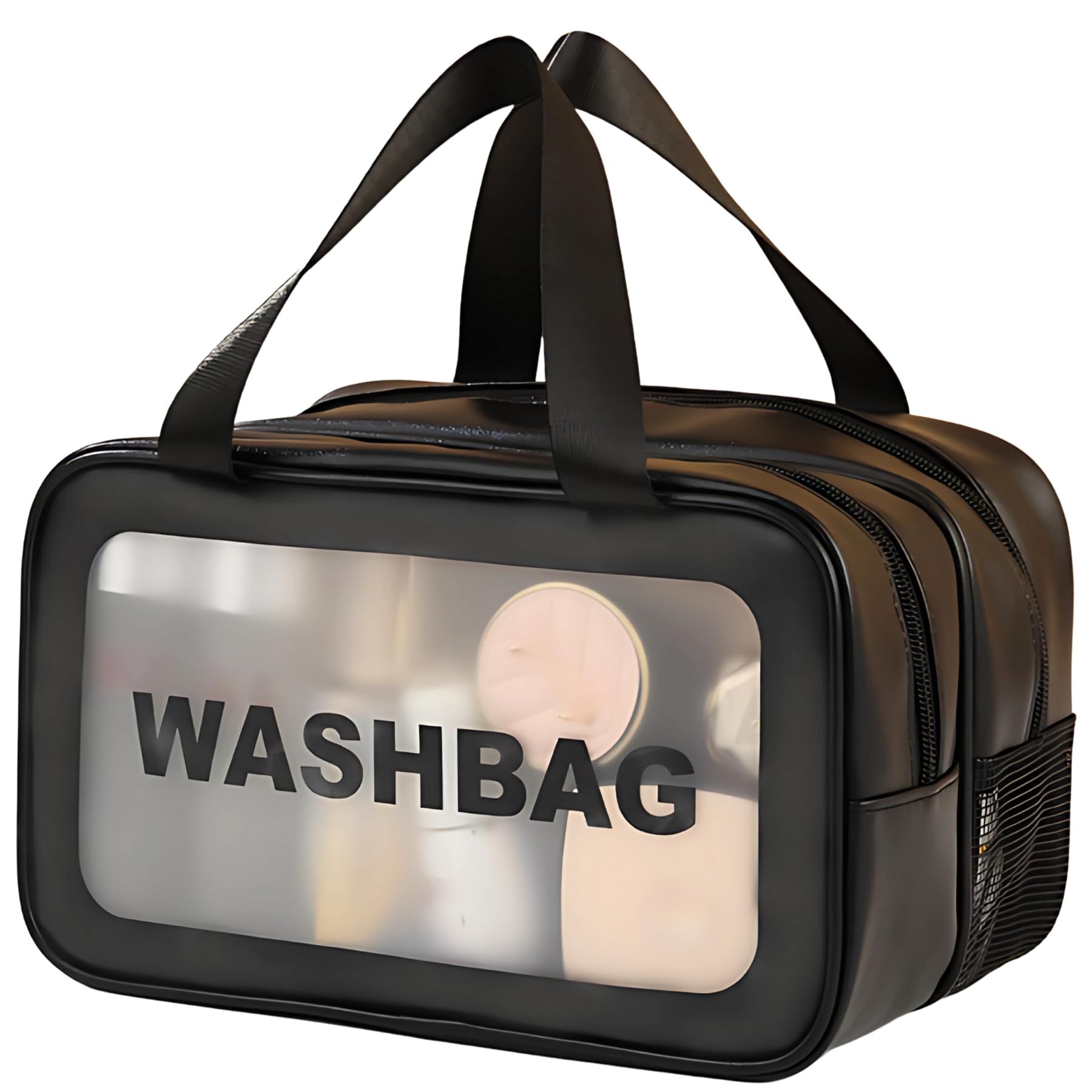 

Mellbo Cosmetic Perfect for Business and Large Wide Translucent Easy to 26 x 15 x 15 Black Pouch, Makeup, Skincare, Travel, Trips, Bath, Toiletries,