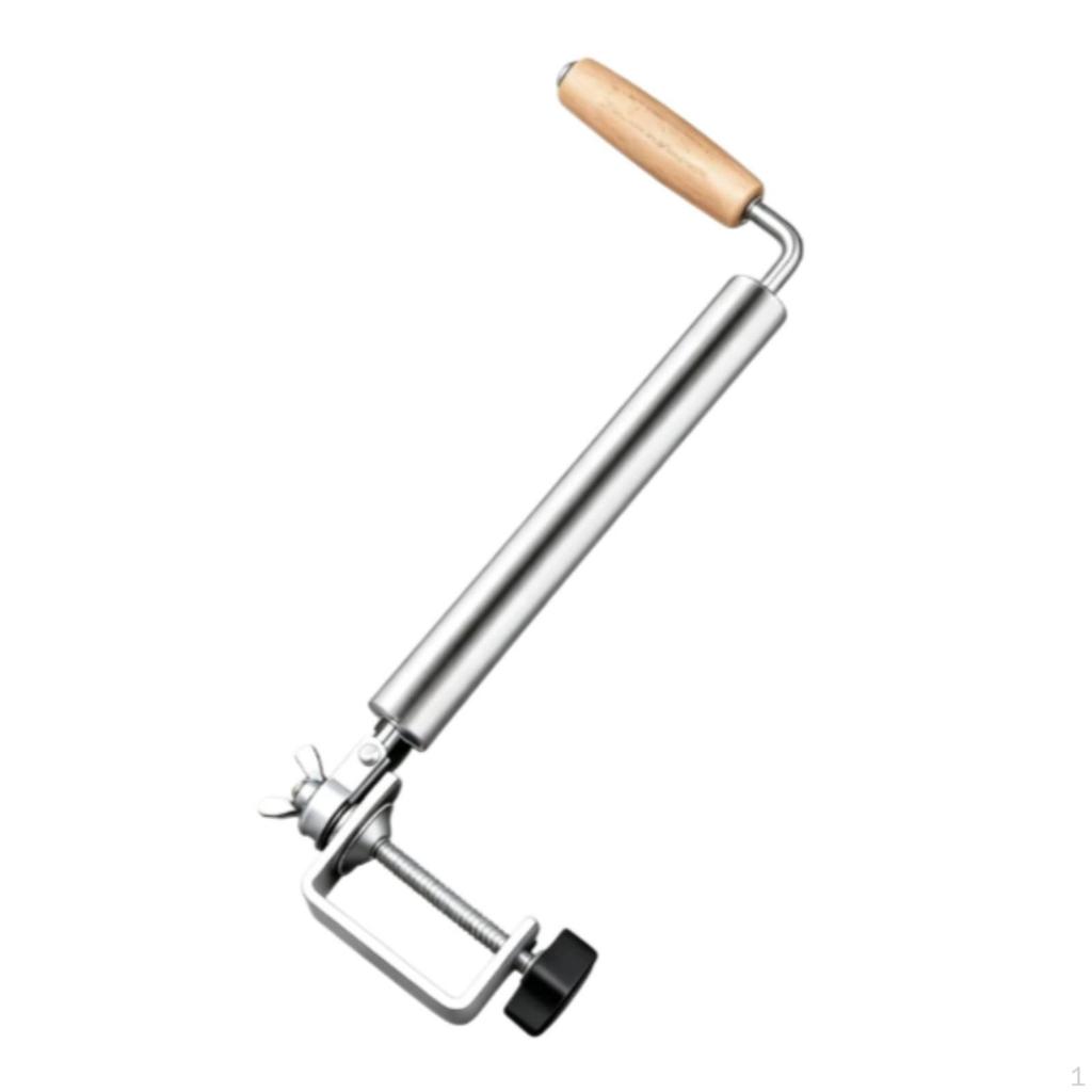 Rolling Pin with Clamp Table Mount Manual Pastry Roller Stainless Steel Handles for