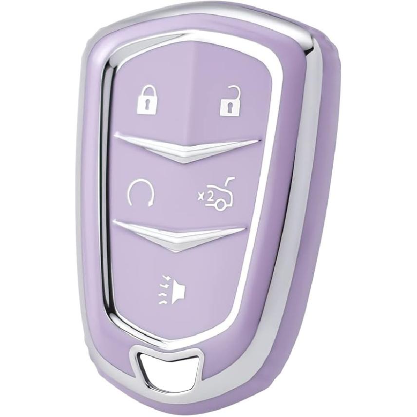 OFFCURVE for Cadillac Key Fob Cover, Premium Soft TPU Key Case Shell for Cadillac Escalade 2015-2019 CTS XTS ATS STS XT4 XT5 CT6 SRX Smart Key Holder