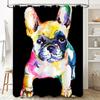 Colorful French Bulldog Shower Curtain Watercolor Pet Decor Modern Bathroom Accessories Waterproof Fabric Home Decoration Item I