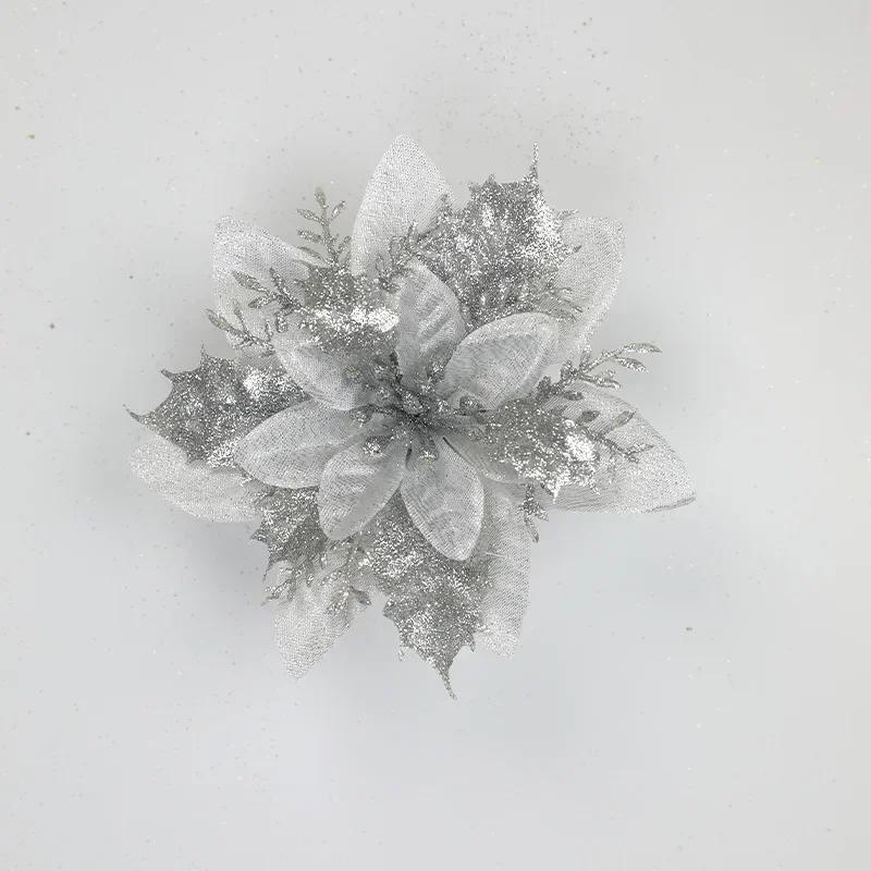 5 Stück Künstliche Blumen Weihnachten Blumenschmuck mit Clips Weihnachtsbaum Hängende Ornamente Kunstblume für Neujahrsparty Deko Geschenke