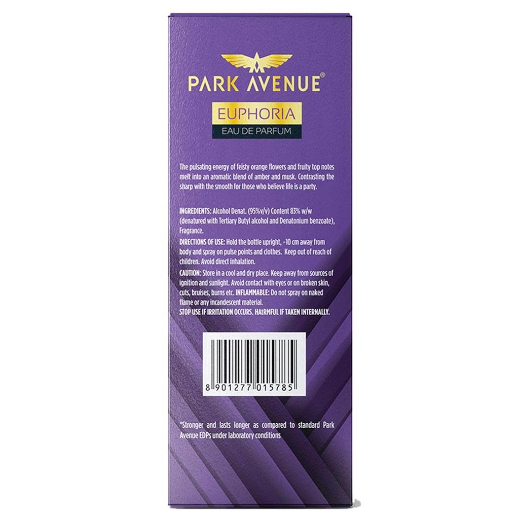 Park Avenue Euphoria Eau De Parfum Men 100ml Long Lasting Luxury Fragrance Amber Musk Scent for Every Occasion