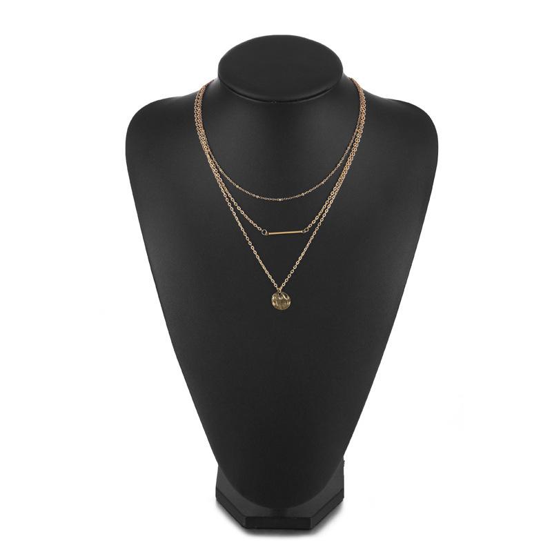 

Fashionforward Gold Multilayered Necklace With Alluring Geometric Design For Womens Style