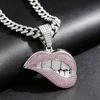 Men's Trendy Hip Hop Red Lips Pendant Cuban Chain Necklace
