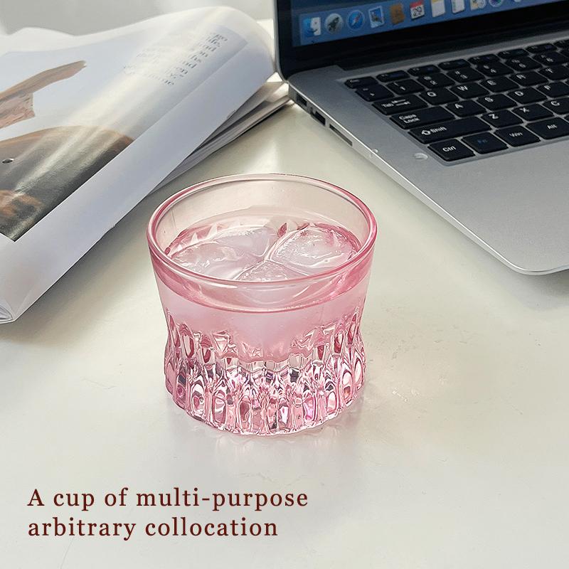Pink Waist Coffee Glasses Handmade Vintage Drinking Cups for Tea Coffee Juice Drinking Cups for Restaurant Bar Home