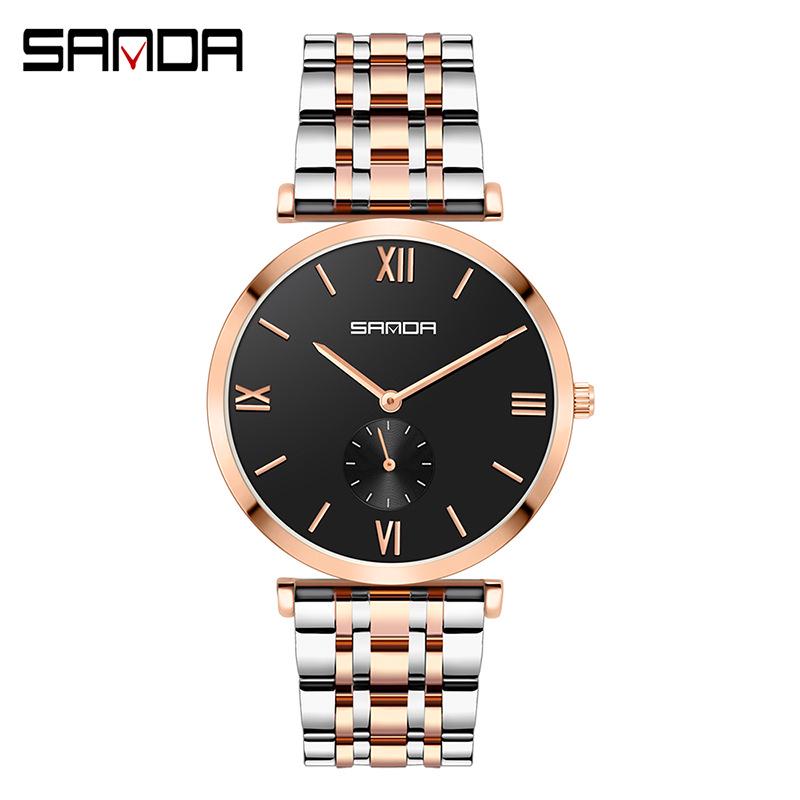 Sanda Summer Steel Band Couple Watches - Trendy Waterproof Wristwatches for Men and Women