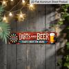 2D Flat 1pc, Darts and Beer, That'S Why I'M Here Aluminium Decorative Sign Pub Wall Art, Wall Hanging, Rustic Style, for Game Room, Man Cave, Home