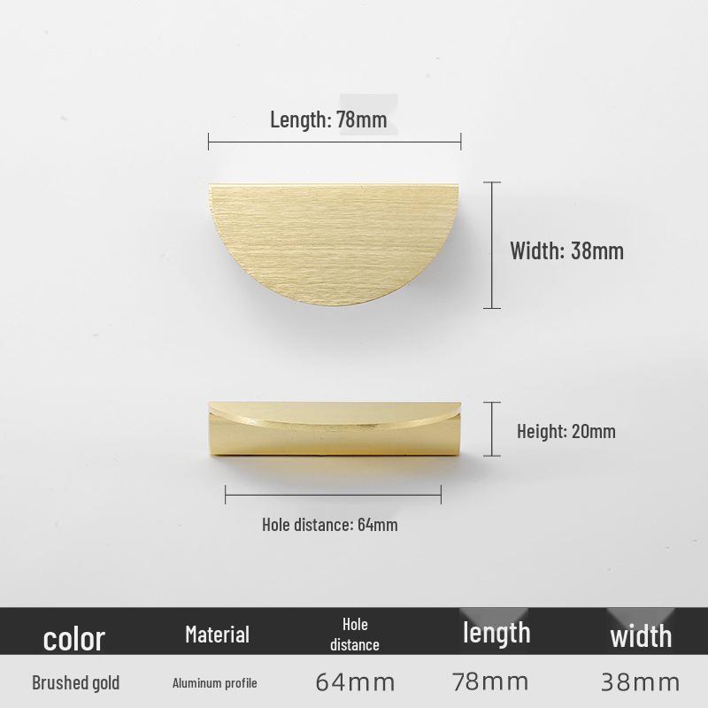 Современная полукруглая ручка для ящика и дверцы шкафа - Черная, Золотая, Медная отделка
