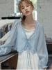 Women Summer Sun Protection Coat Lace Bow Ruffle Cardigan Shirt Female Blouse Tops for Woman Covers Blusa White Y2K