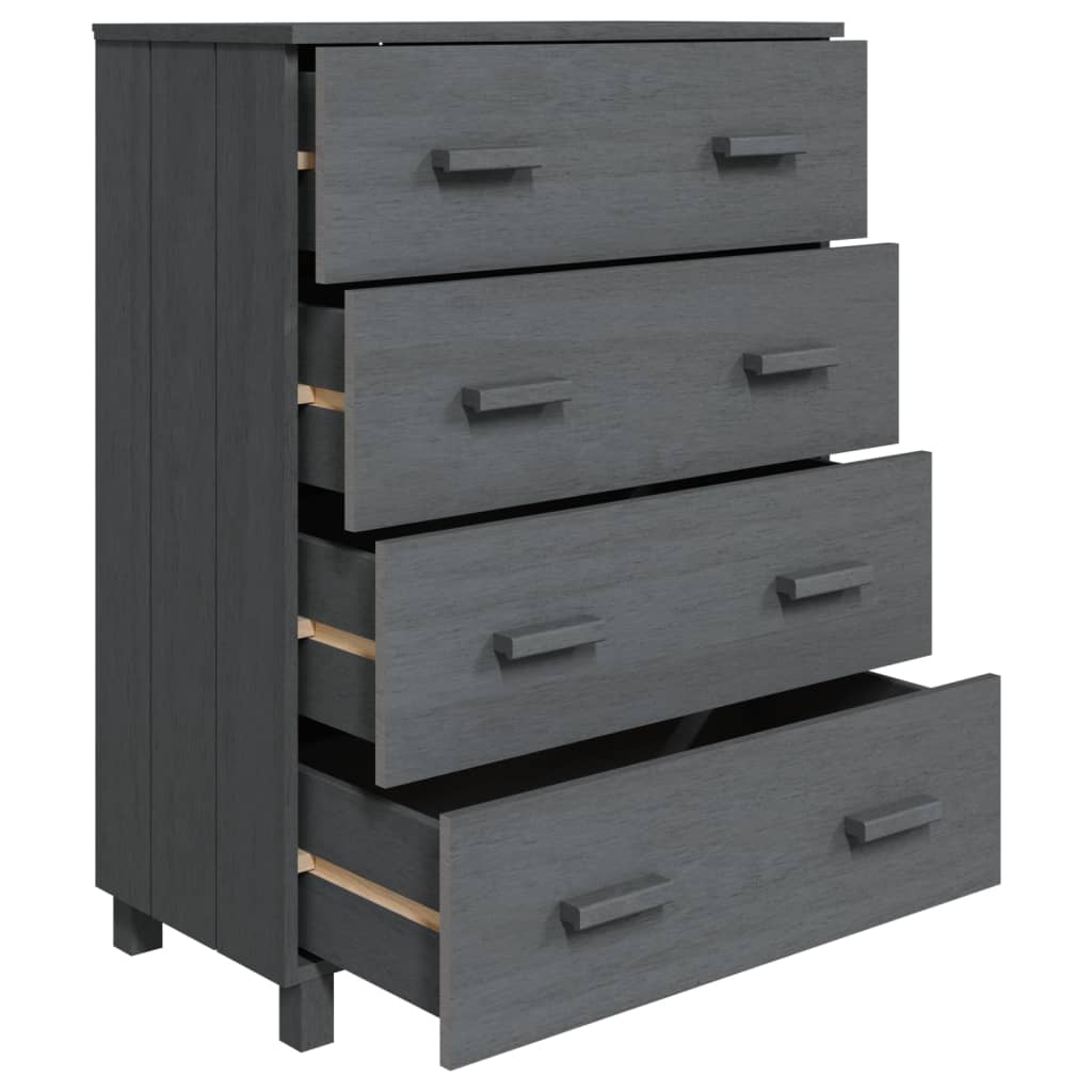 Vidaxl Komoda Hamar, Ciemnoszara, 79X40X103,5 Cm, Lite Drewno Sosnowe