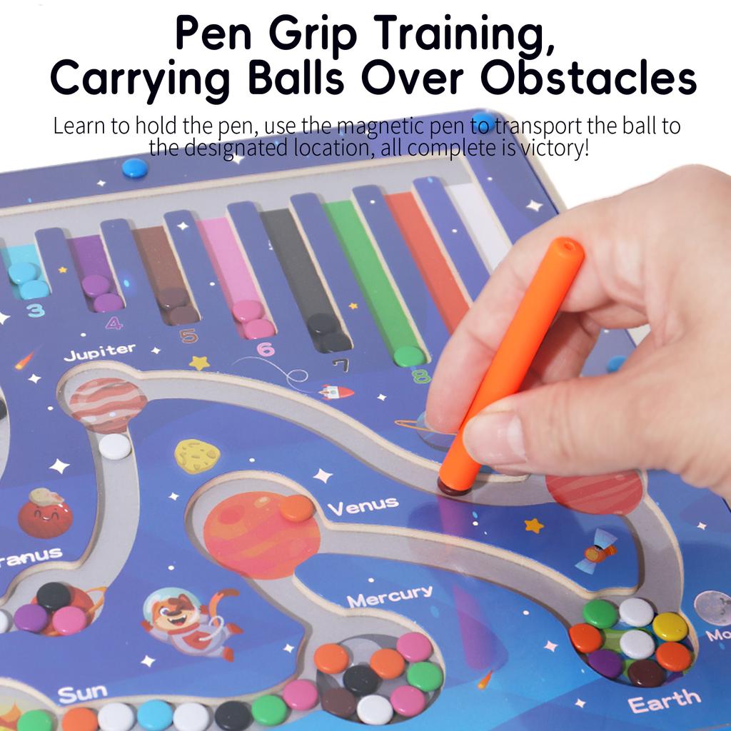 Wooden Magnetic Color and Number Maze Learning Education Toys Color Matching Montessori Toys Wooden Toys Gifts for Children