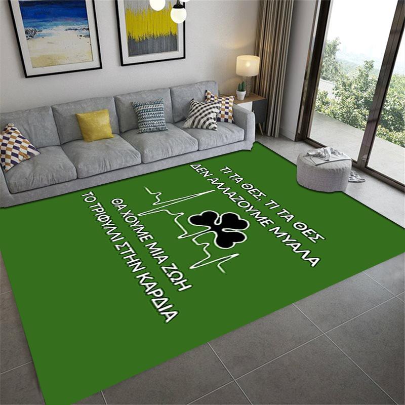 2026 NEUER Panathinaikos Fußball Teppich für Wohnzimmer Schlafzimmer Zuhause Sofa Dekoration, Kinder Spiel rutschfeste Bodenmatte