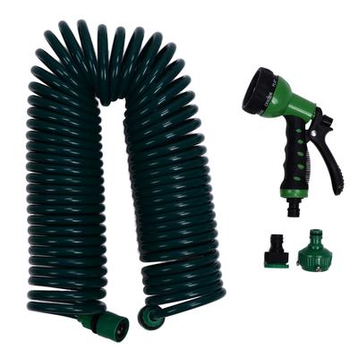 Coil Garden Water Hose 15m 49.2ft EVA 7 Modes Garden Telescopic Spring Tube for Watering Plants Gardens Lawns