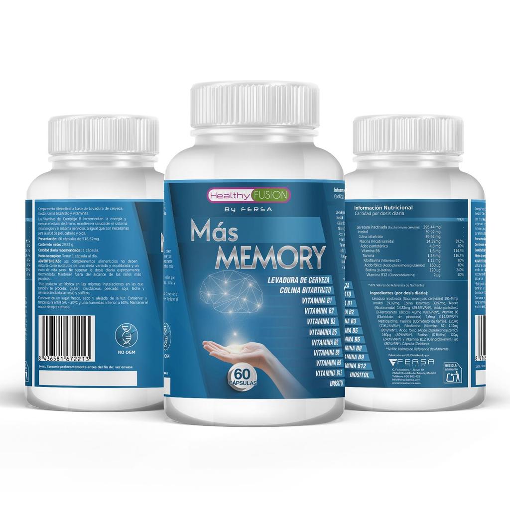 Healthy Fusion Mas Memory | Optimizante de la memoria y la concentración | 60 cápsulas