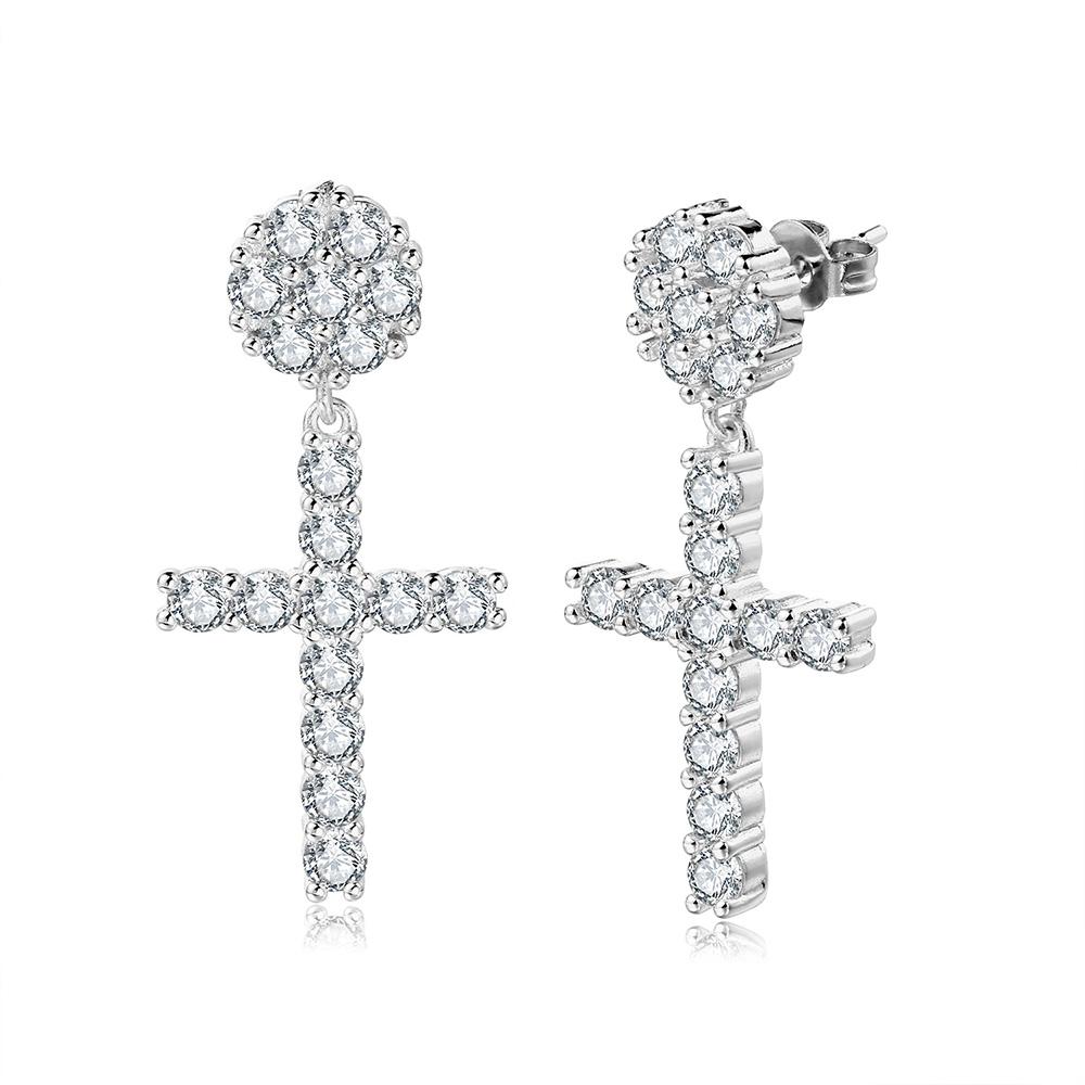 Big Cross Drop Earrings for Women Fashion Jewelry Punk Gold Color Hip Hop Zircon Earring Studs Men Ear Accessories OHE007