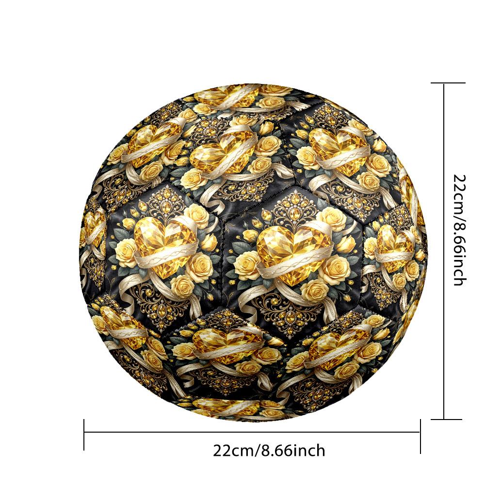 1pc Golden Heart Romance Size 5 Soccer Ball Professional Match Training Football Indoor &Outdoor Sports Ball Training Ball Lightweight Durable Y56