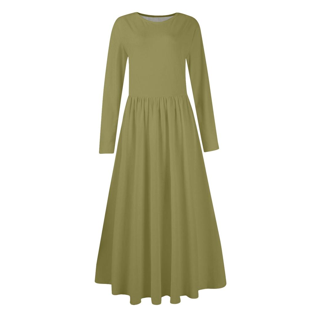 Women's Floral,Gradient Print Midi Boho Dress Casual Long Sleeve Flowy Smocked Dresses With Pocket Holiday Dresses for Women