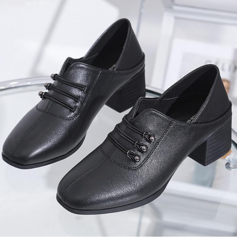 Fashionable Lace Up Lightweight And Elegant Casual Shoes For Women Spring And Summer Retro Thick And Comfortable High Heels