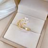 Real Gold Lucky Flower Full Diamond Ring Opening Adjustable Simple Jewelry Japanese Ring Couple Ring