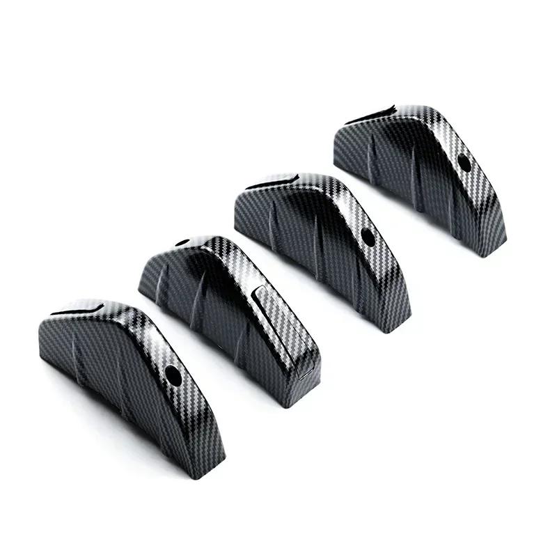 4pcs Universal Car Rear Bumper Lip Diffuser Shark Fins Canards Spoiler Splitter Carbon Black ABS Anti-Collision Accessories